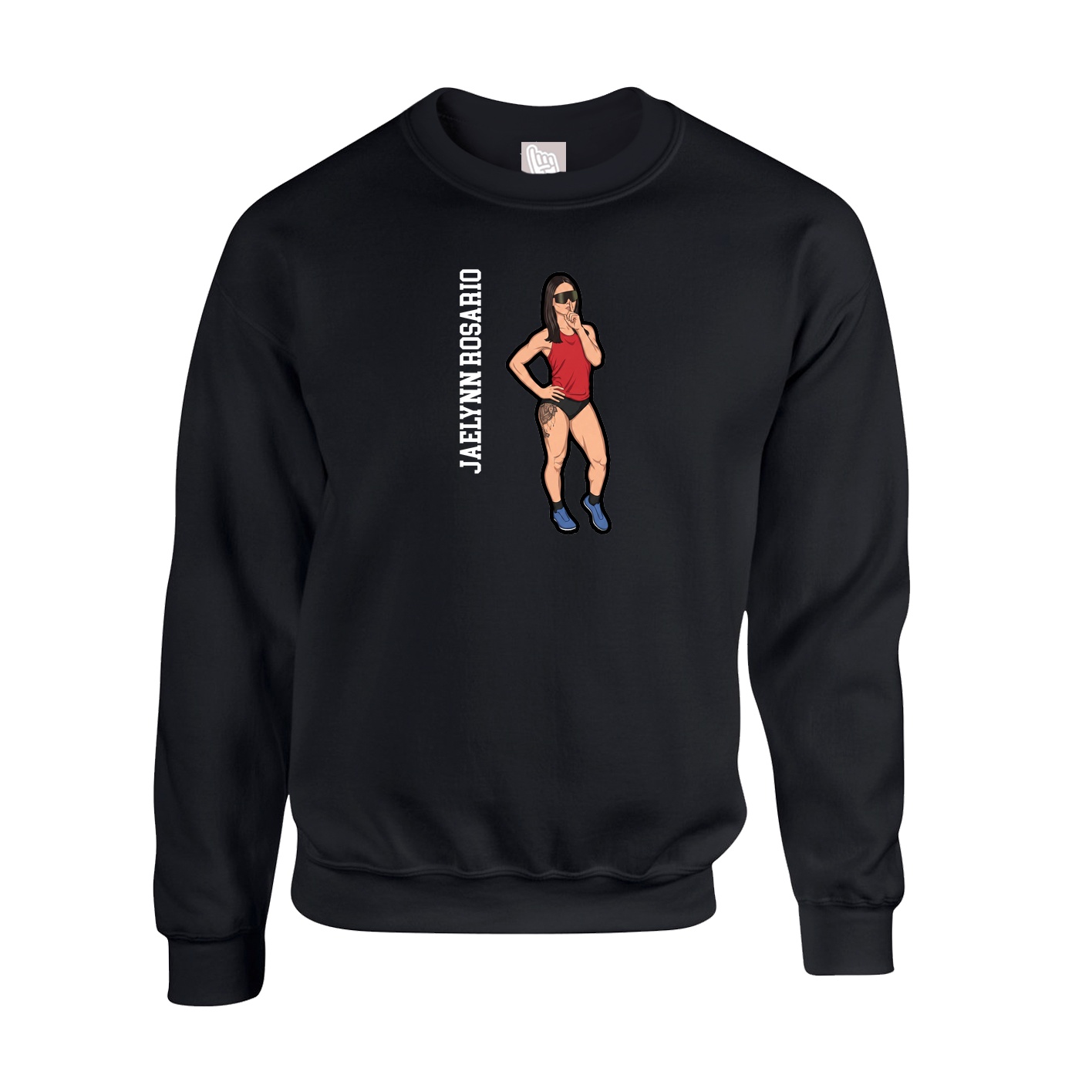 Fleece Crew — Name Vertical in Black