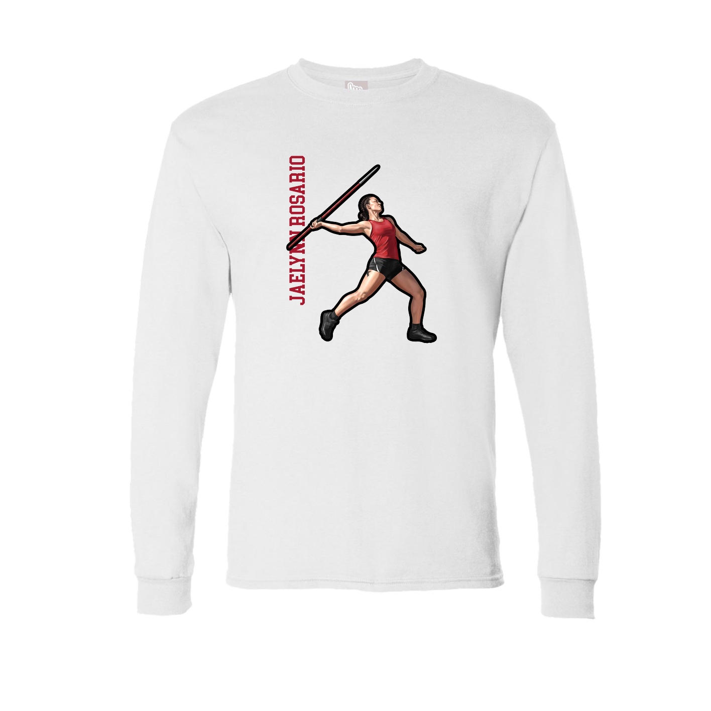Long Sleeve Tee — Name Vertical in White