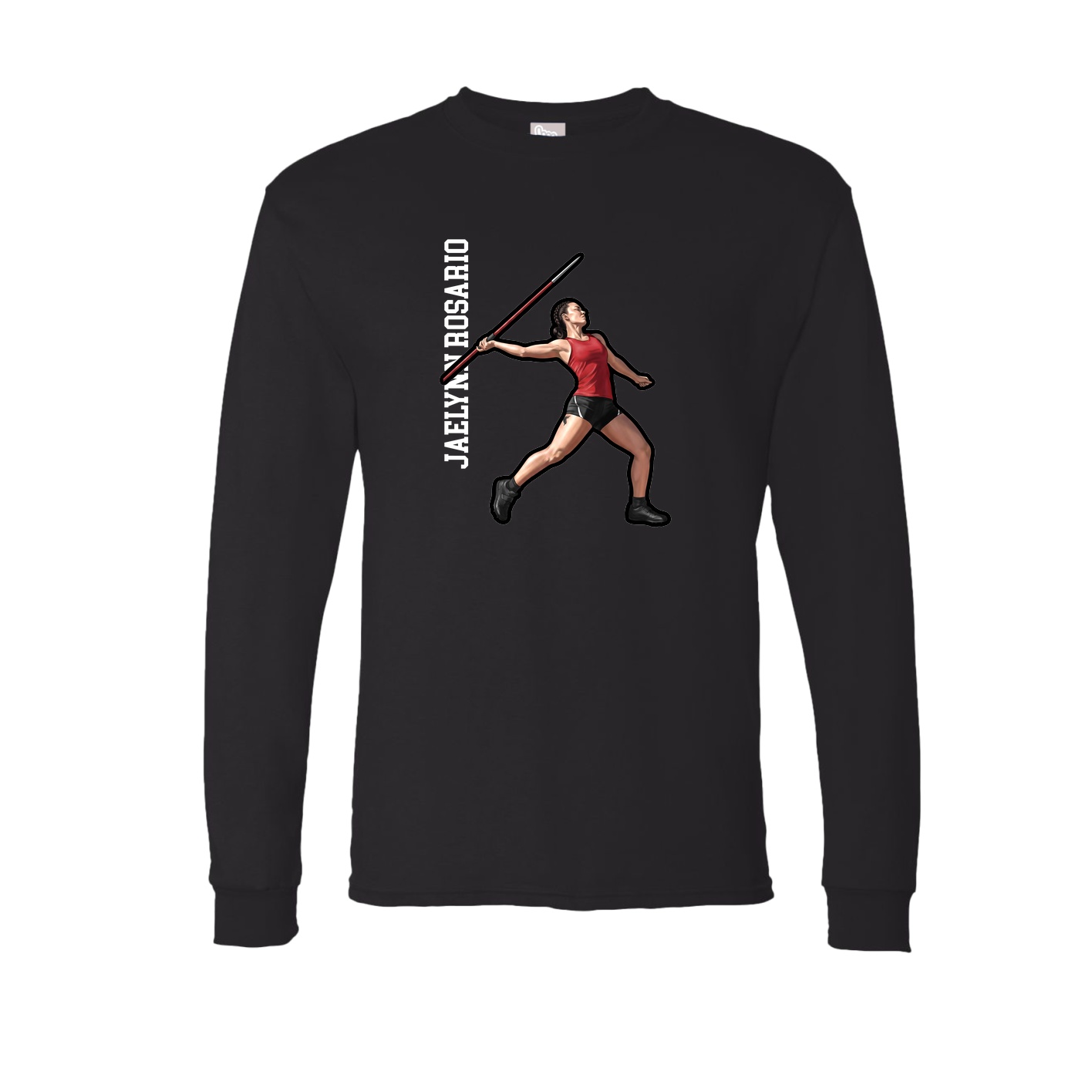 Long Sleeve Tee — Name Vertical in Black