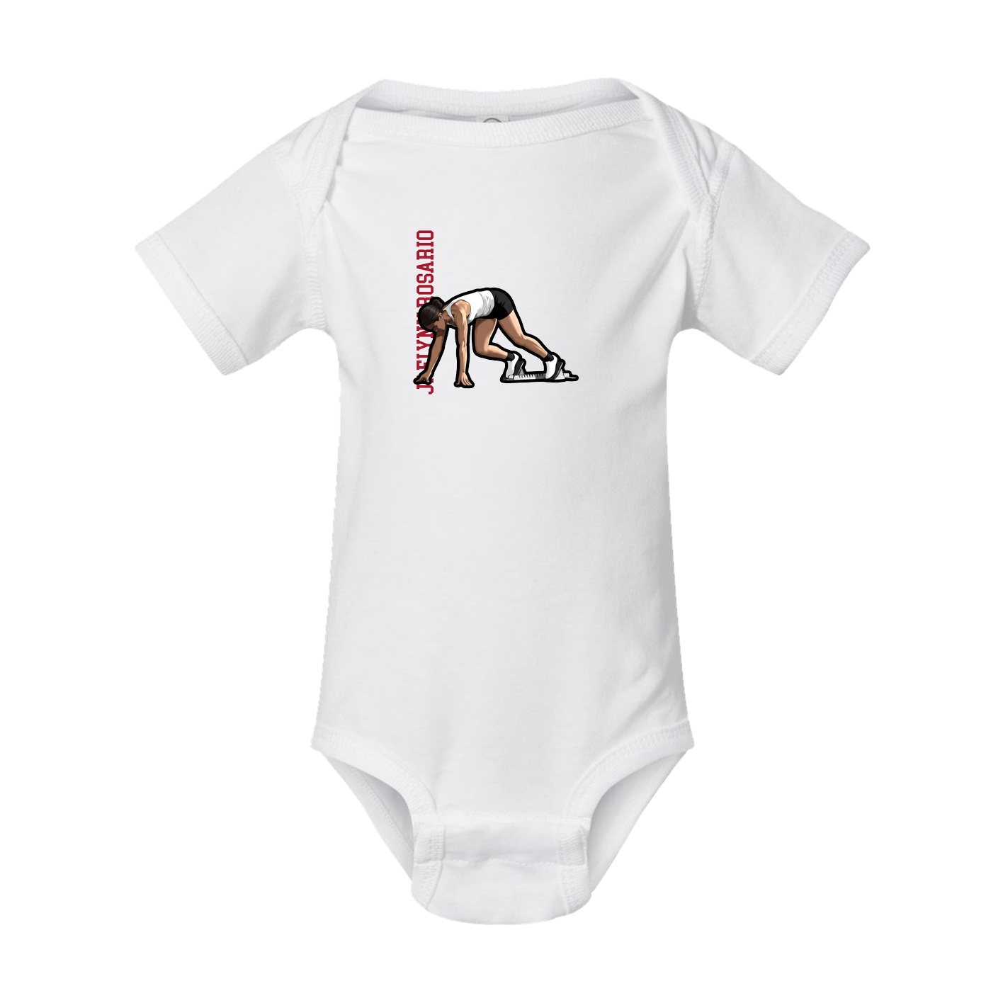 Baby Onesie — Name Vertical in White