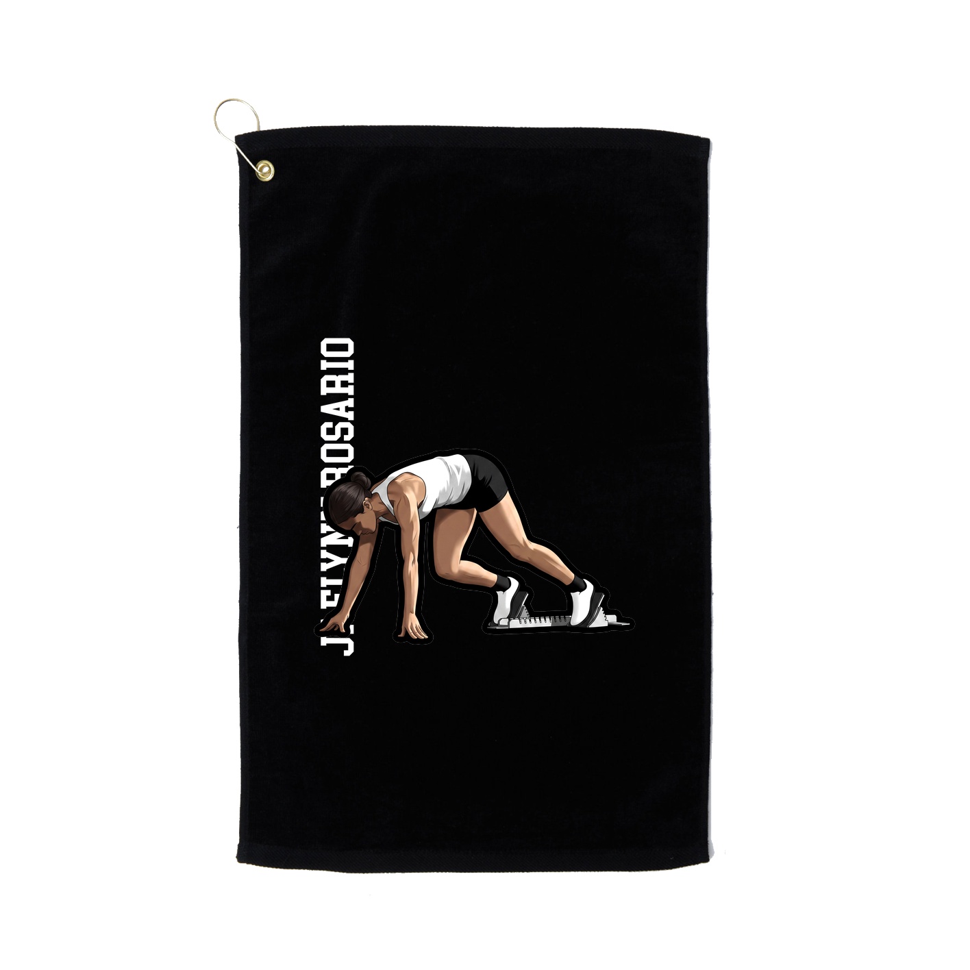 Golf Towel — Name Vertical in Black
