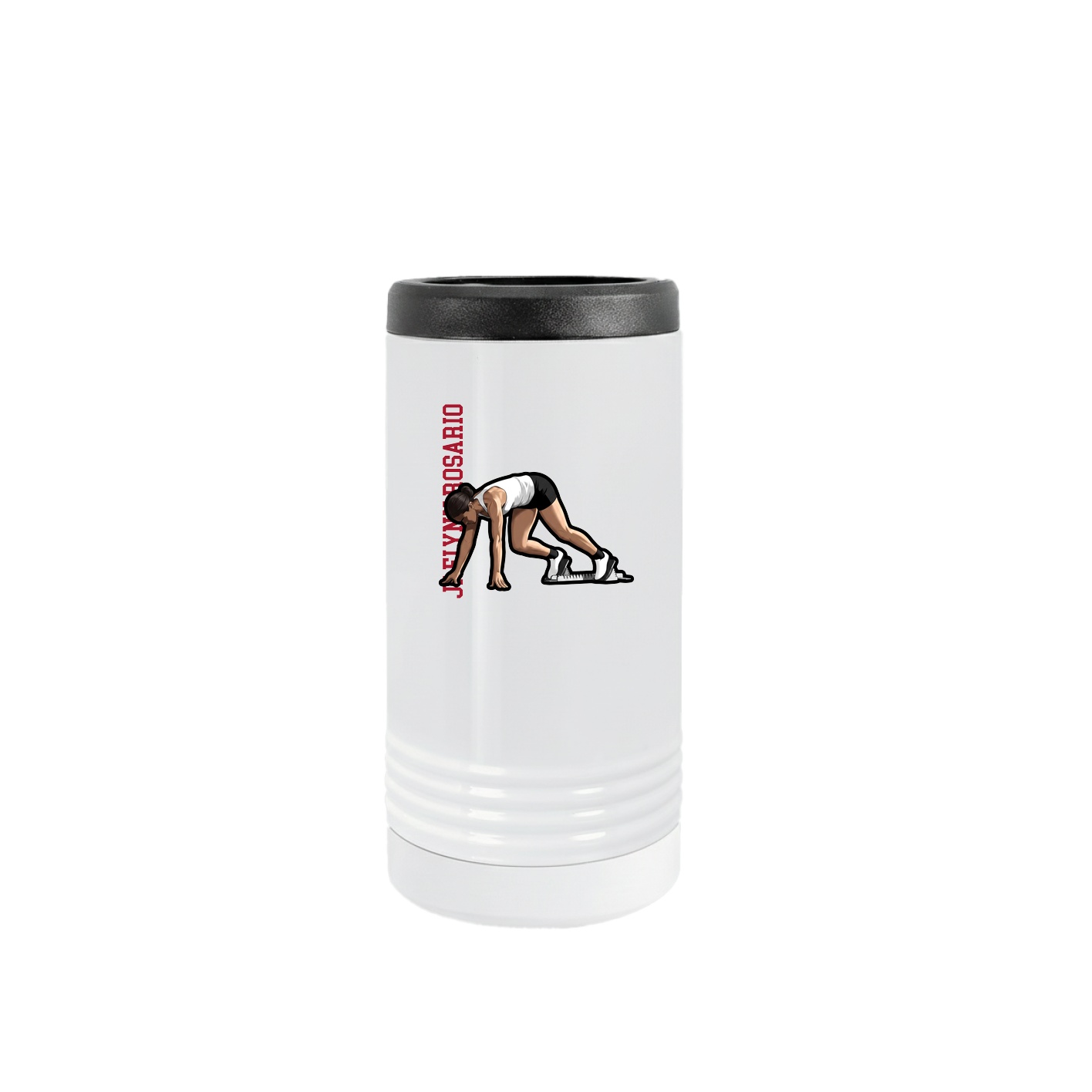 Slim Beverage Holder — Name Vertical in White