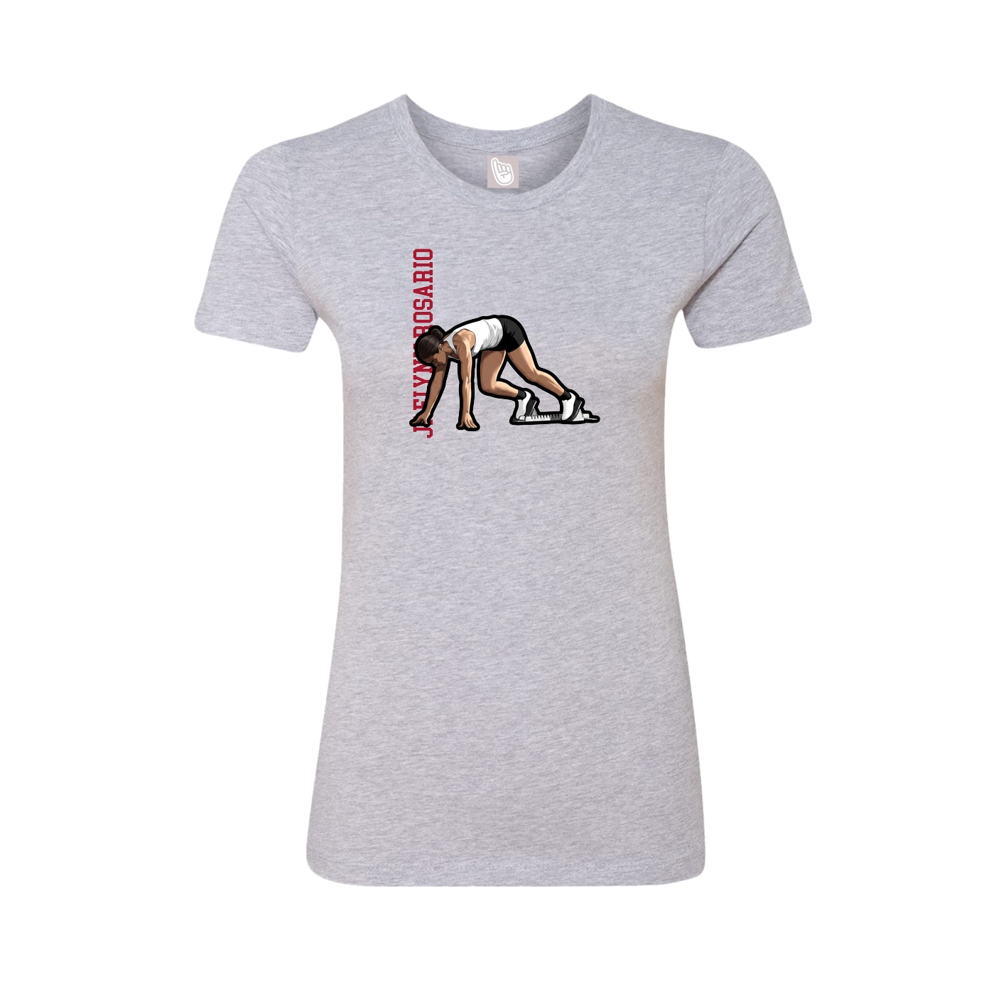 Womens Tee — Name Vertical in Grey