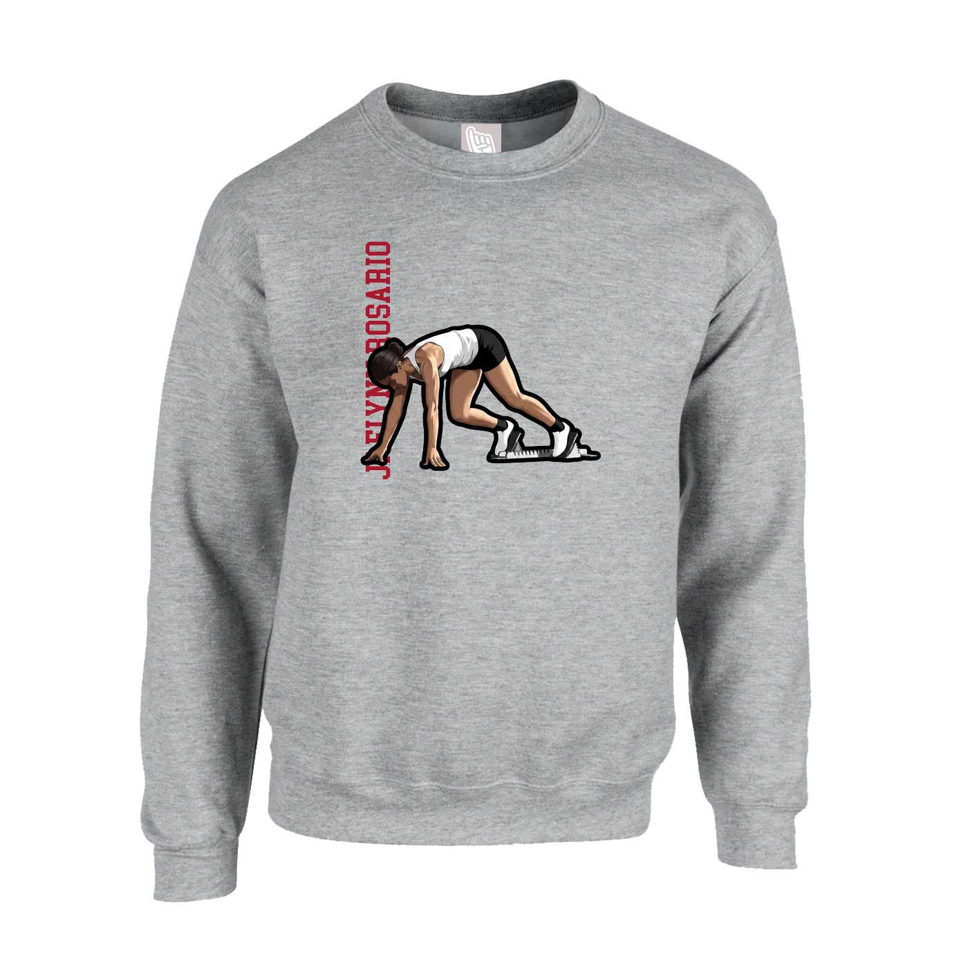 Fleece Crew — Name Vertical in Grey