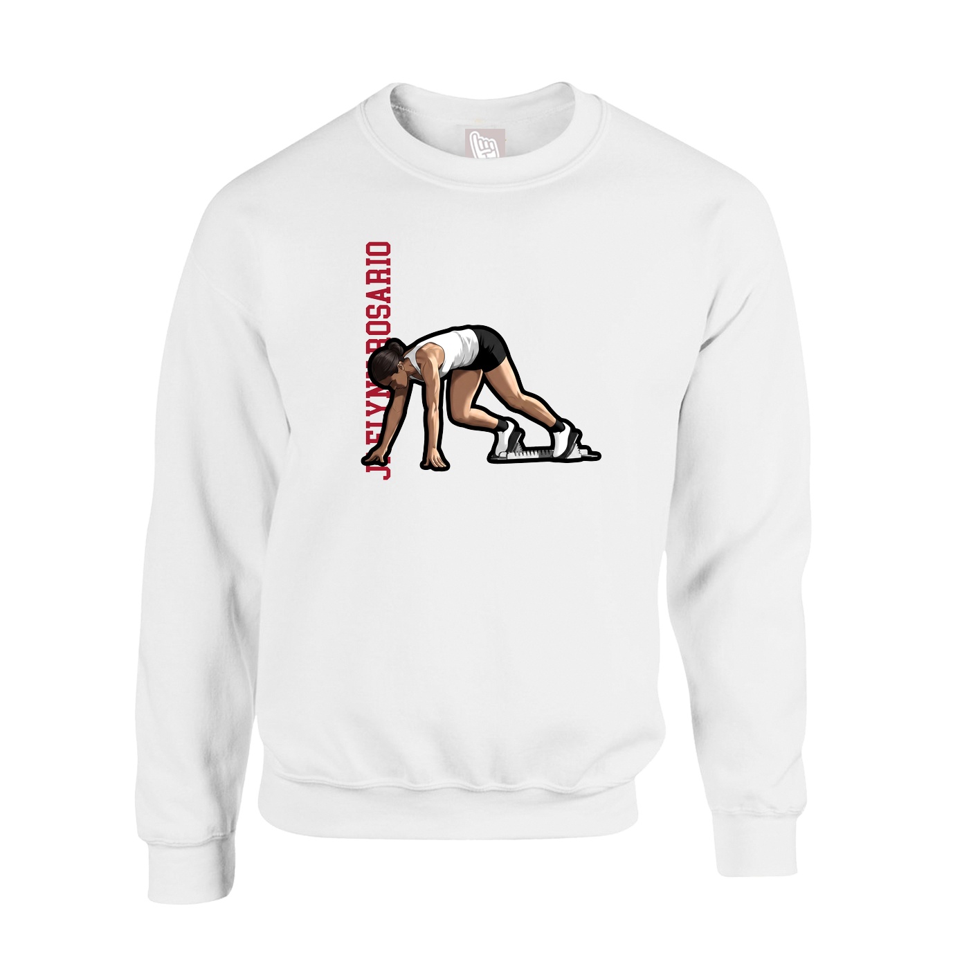 Fleece Crew — Name Vertical in White
