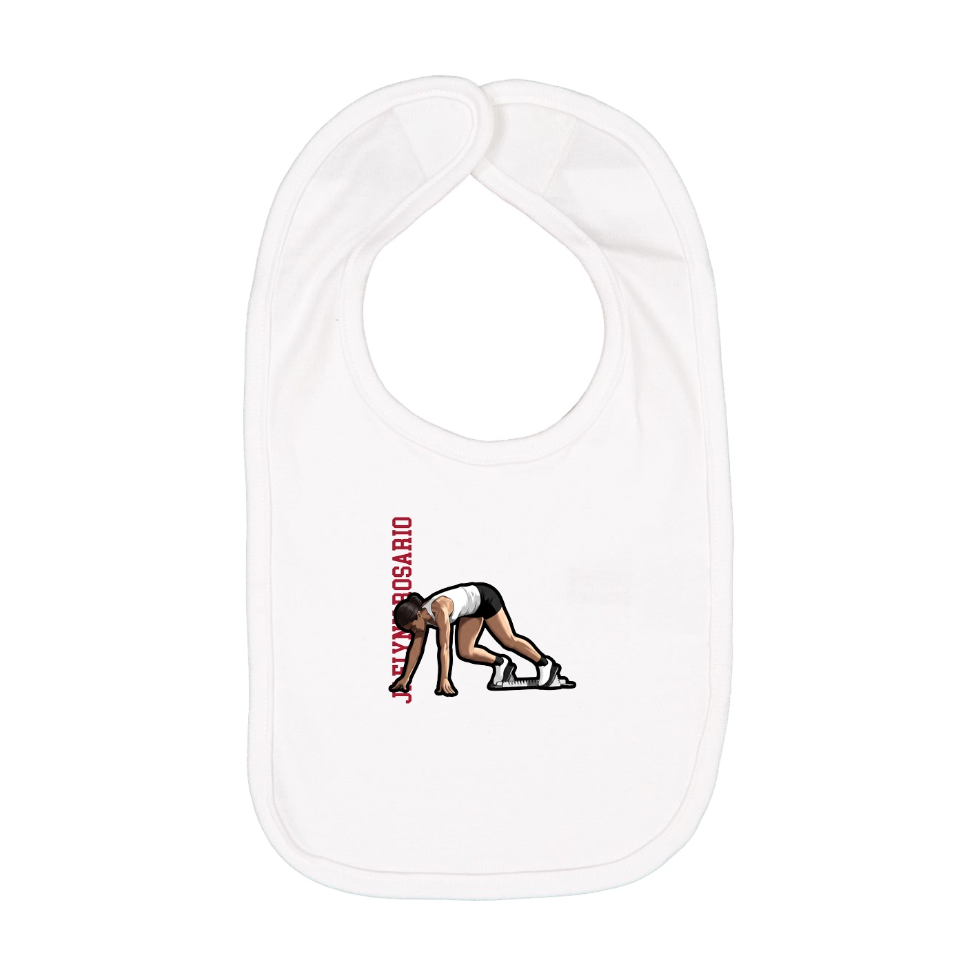 Infant Bib — Name Vertical in White