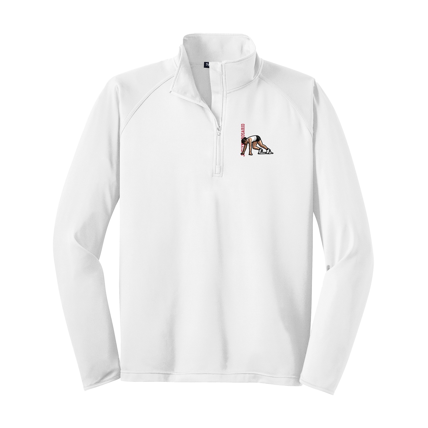 Q-Zip Pullover — Name Vertical in White