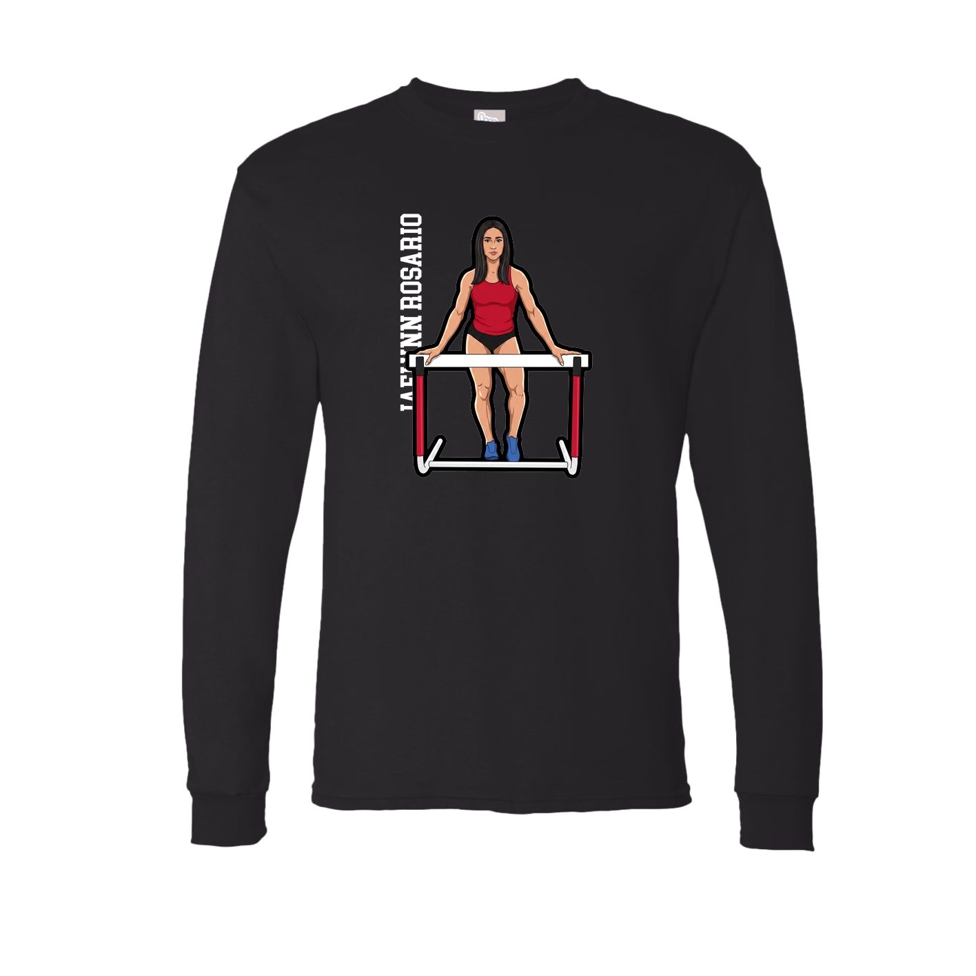 Long Sleeve Tee — Name Vertical in Black