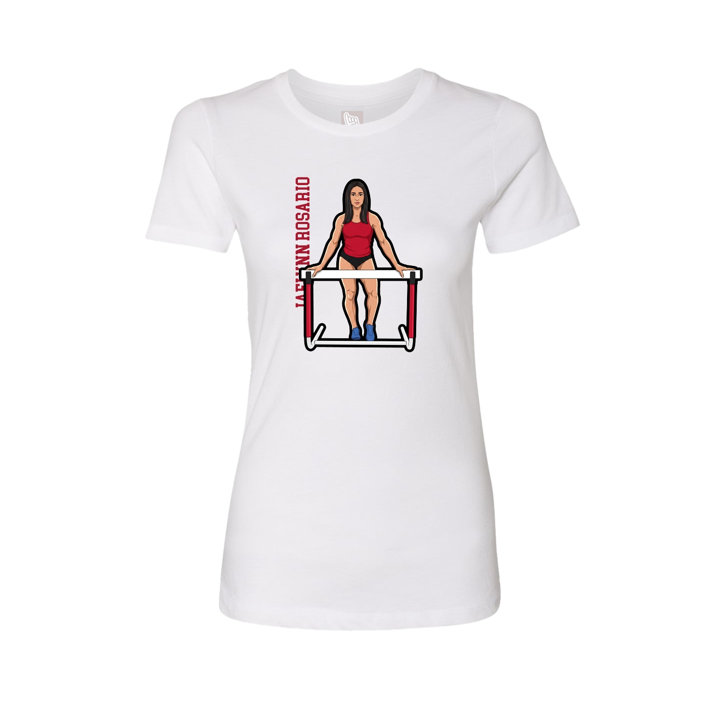 Womens Tee — Name Vertical in White