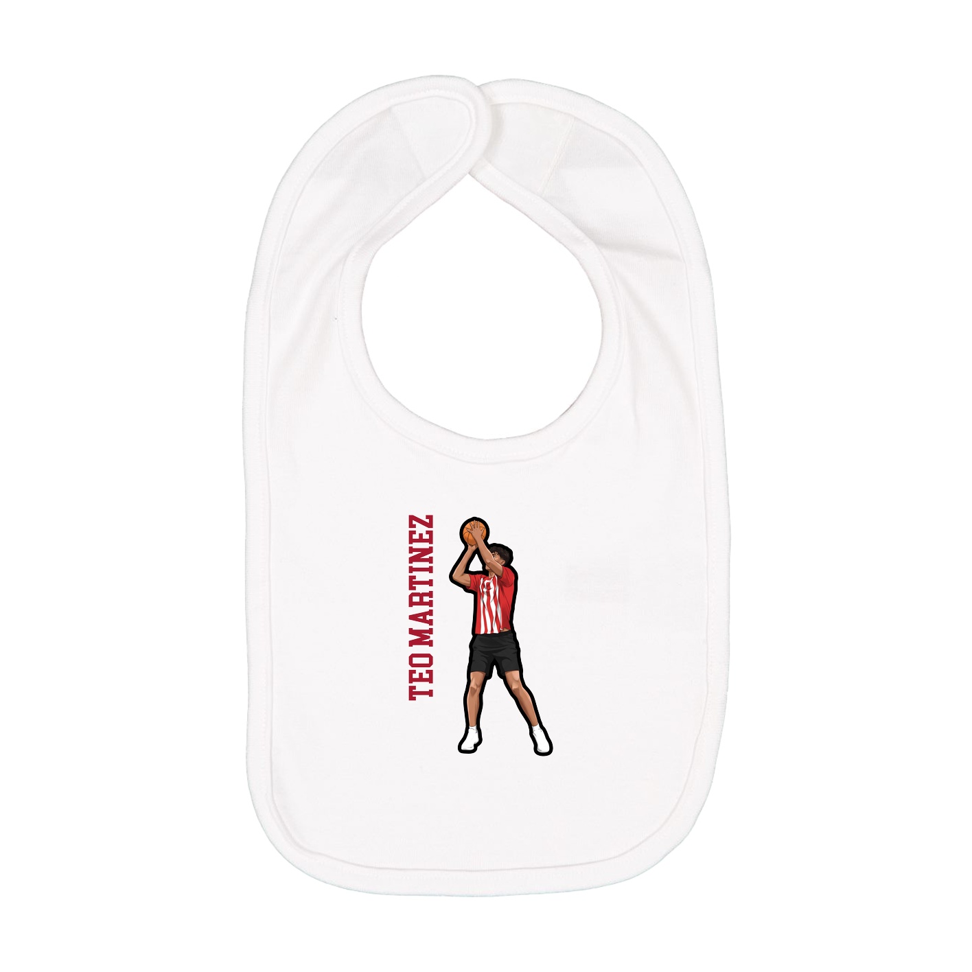 Infant Bib — Name Vertical in White