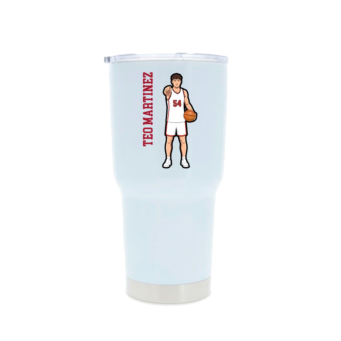 30oz Stainless Steel Tumbler — Name Vertical in White