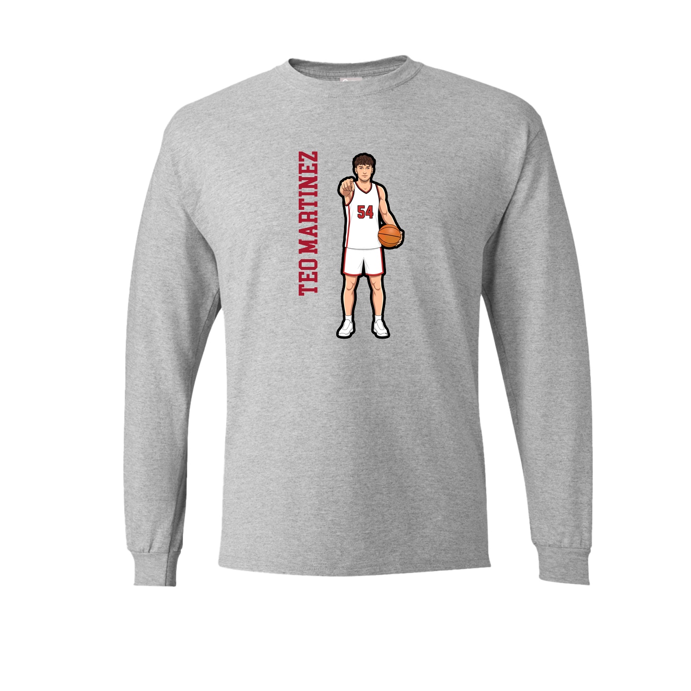 Long Sleeve Tee — Name Vertical in Grey