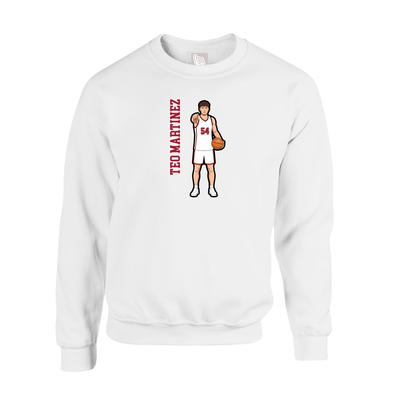 Fleece Crew — Name Vertical in White