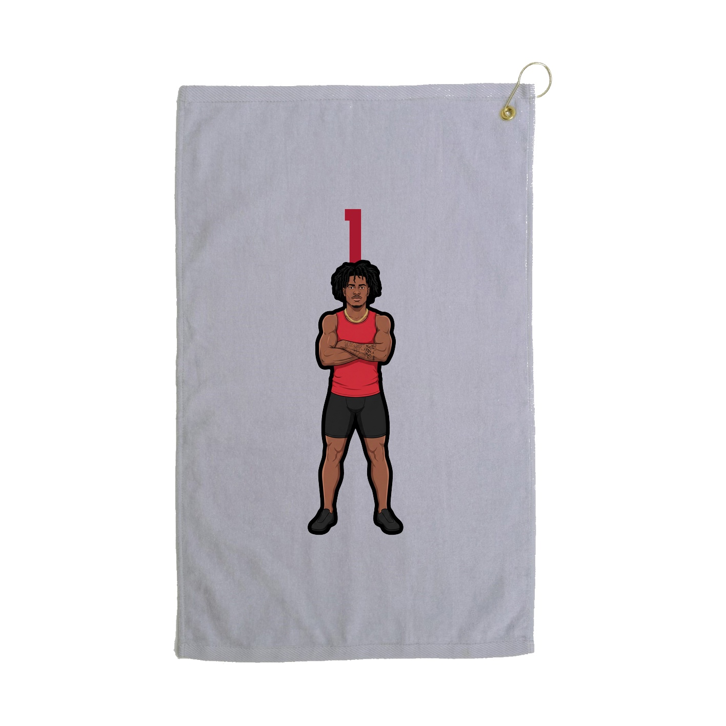 Golf Towel — Number Top in Grey