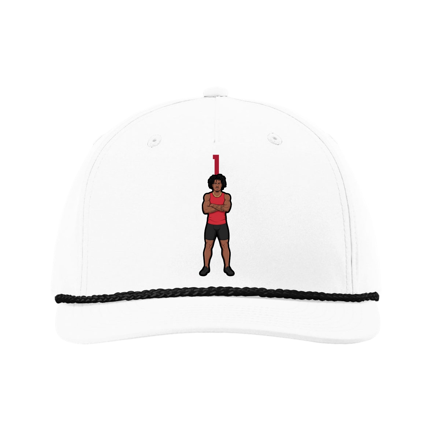 Five-Panel Classic Rope Cap — Number Top in White