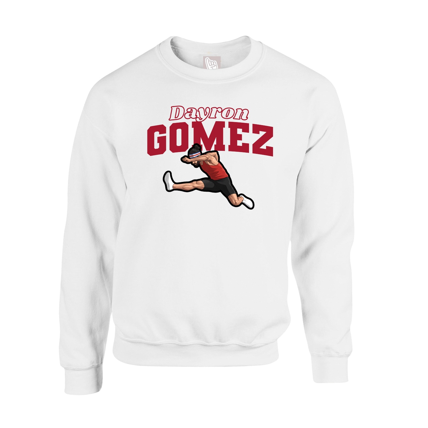 Fleece Crew — Name Arch in White