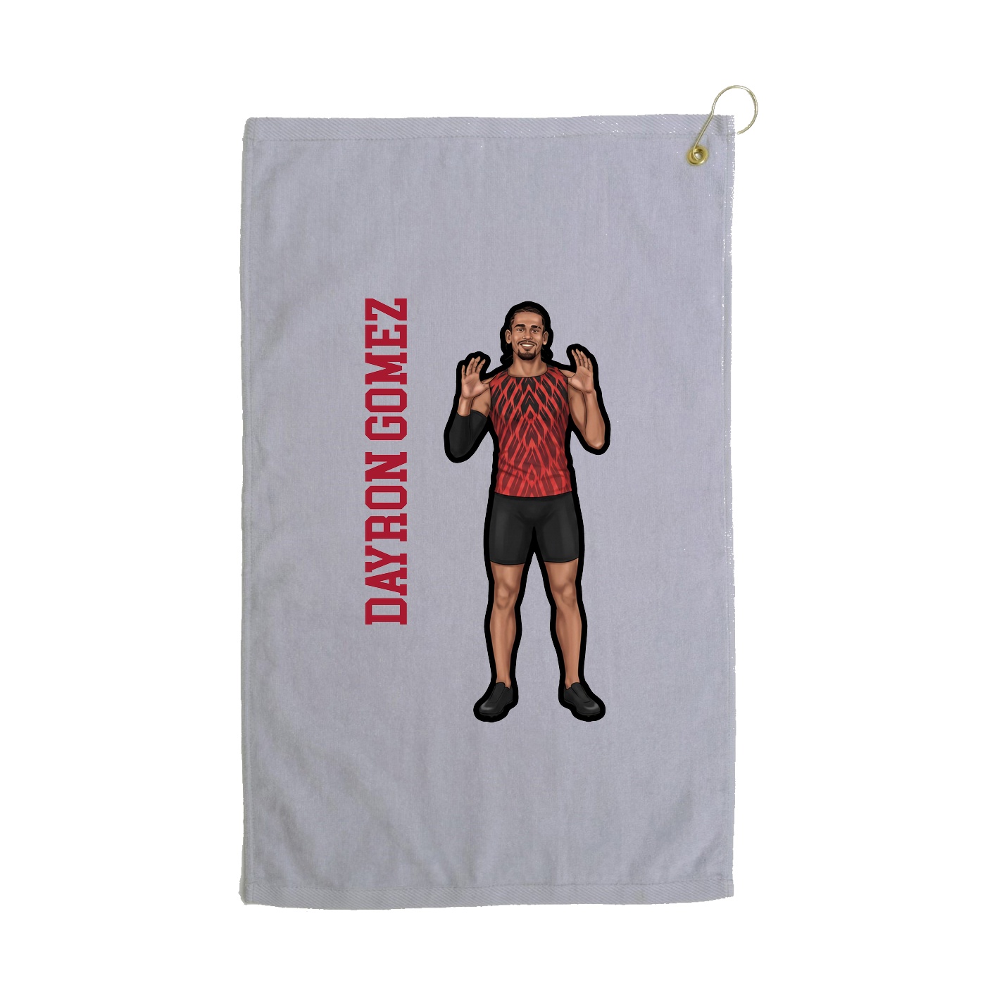 Golf Towel — Name Vertical in Grey