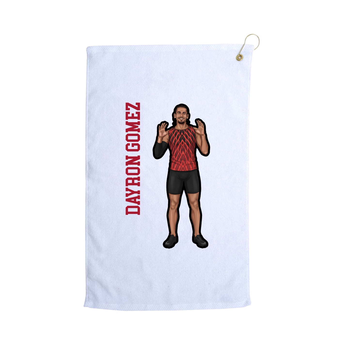 Golf Towel — Name Vertical in White