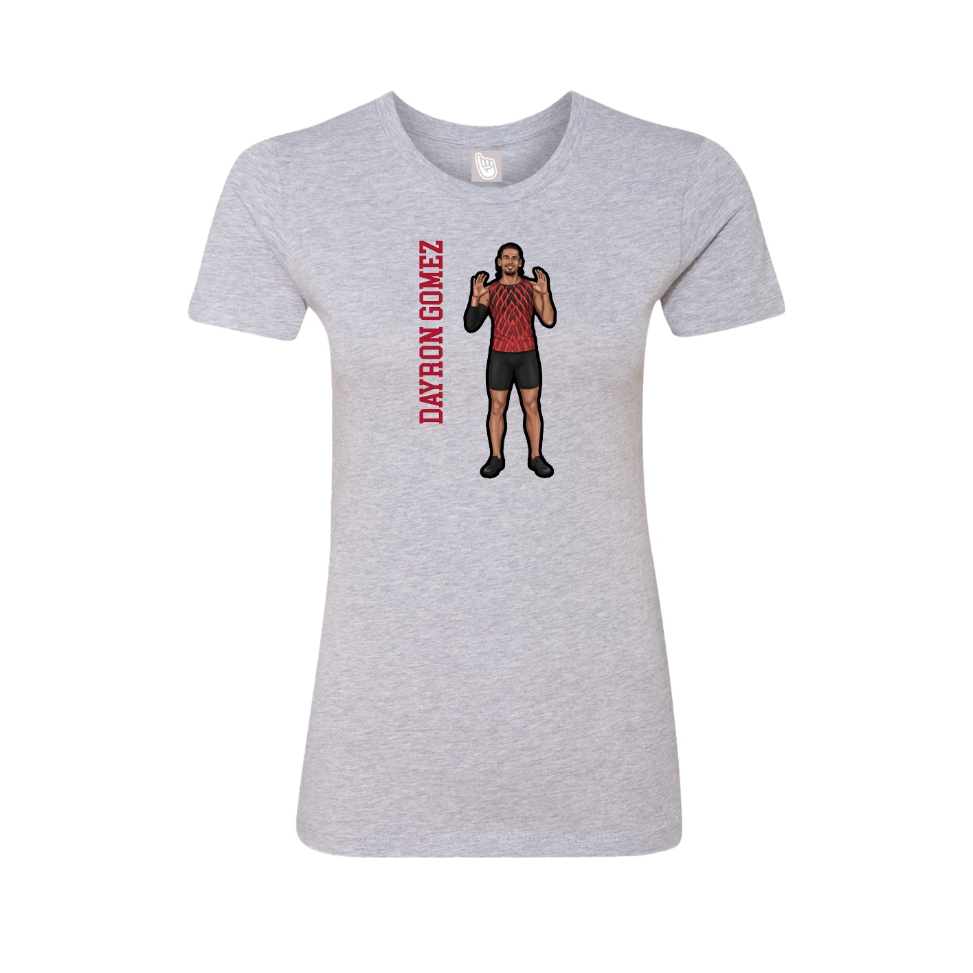 Fitted Women's Tee — Name Vertical in Grey