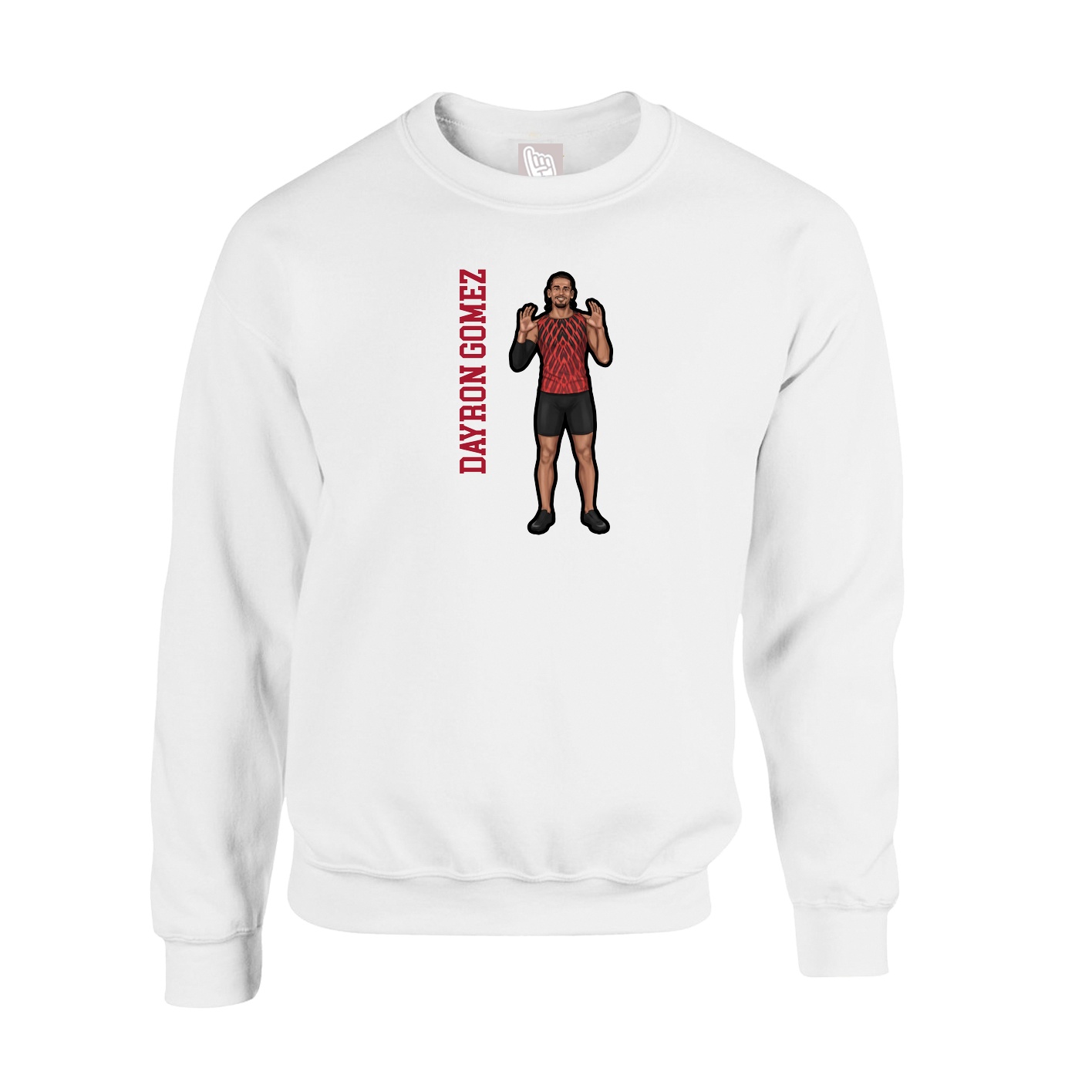 Fleece Crew — Name Vertical in White