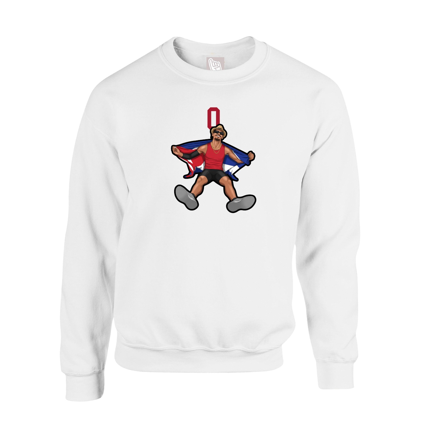 Fleece Crew — Number Top in White