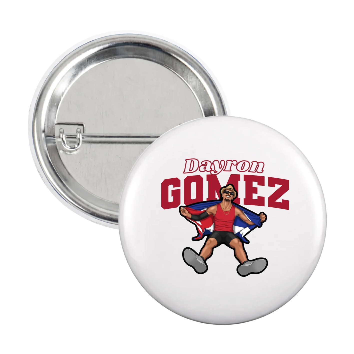Game Day Button — Name Arch in White