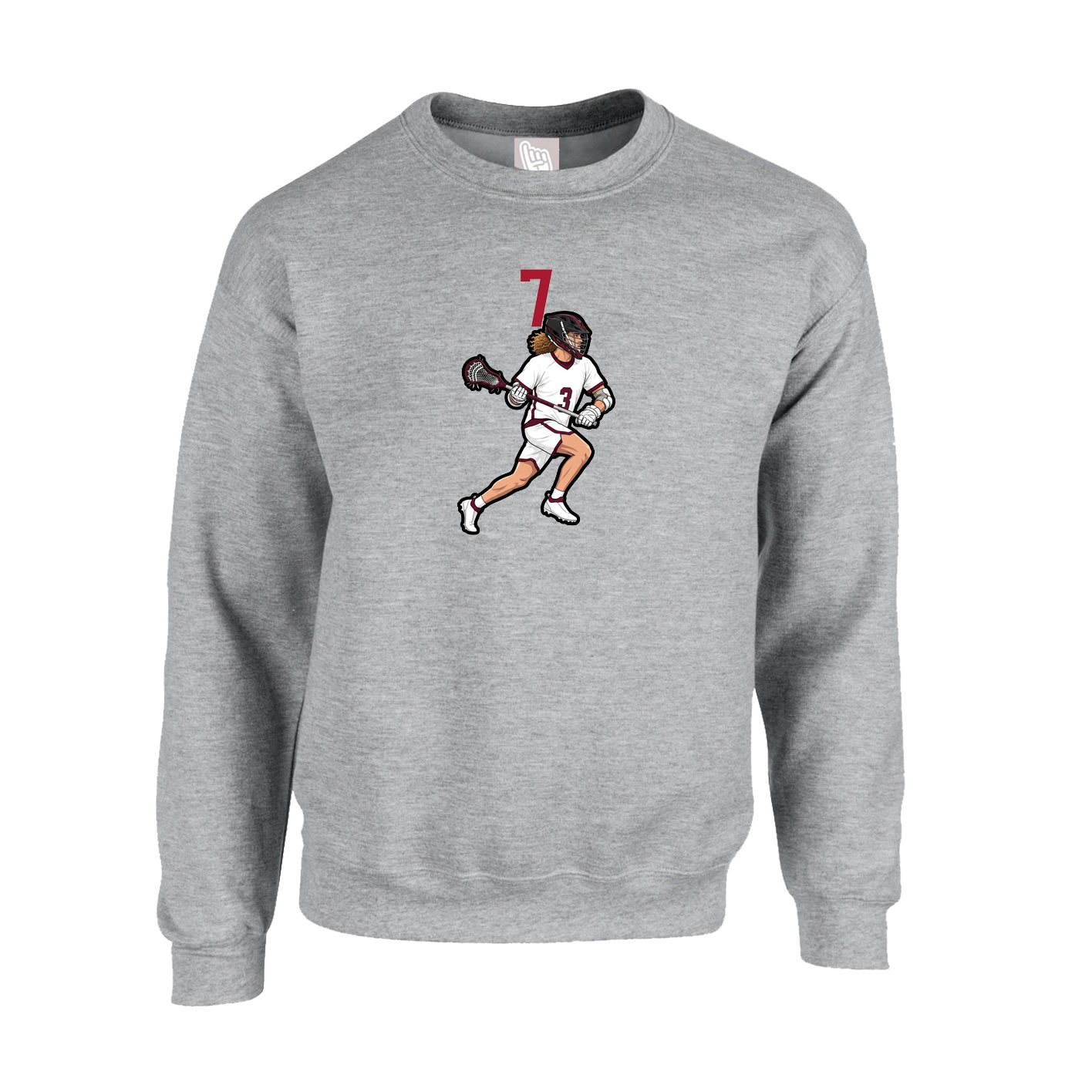 Fleece Crew — Number Top in Grey