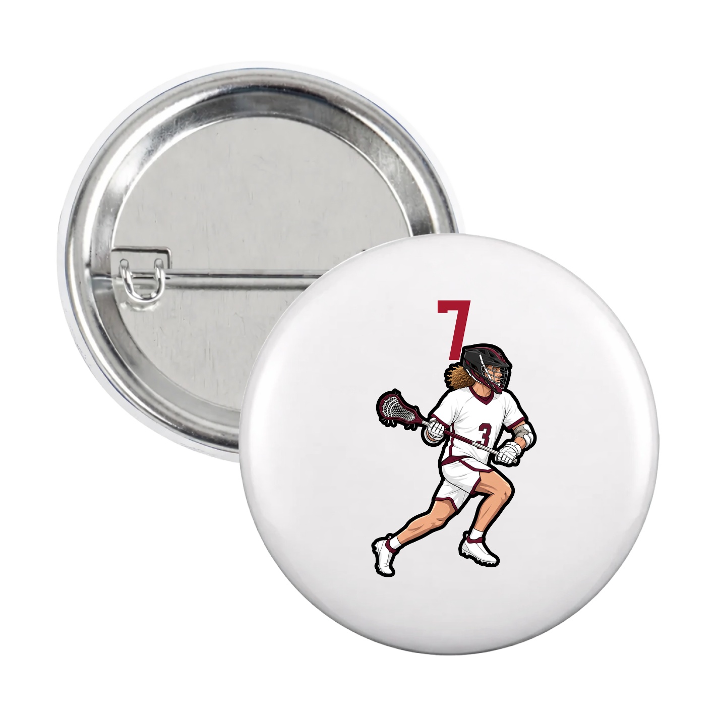 Game Day Button — Number Top in White