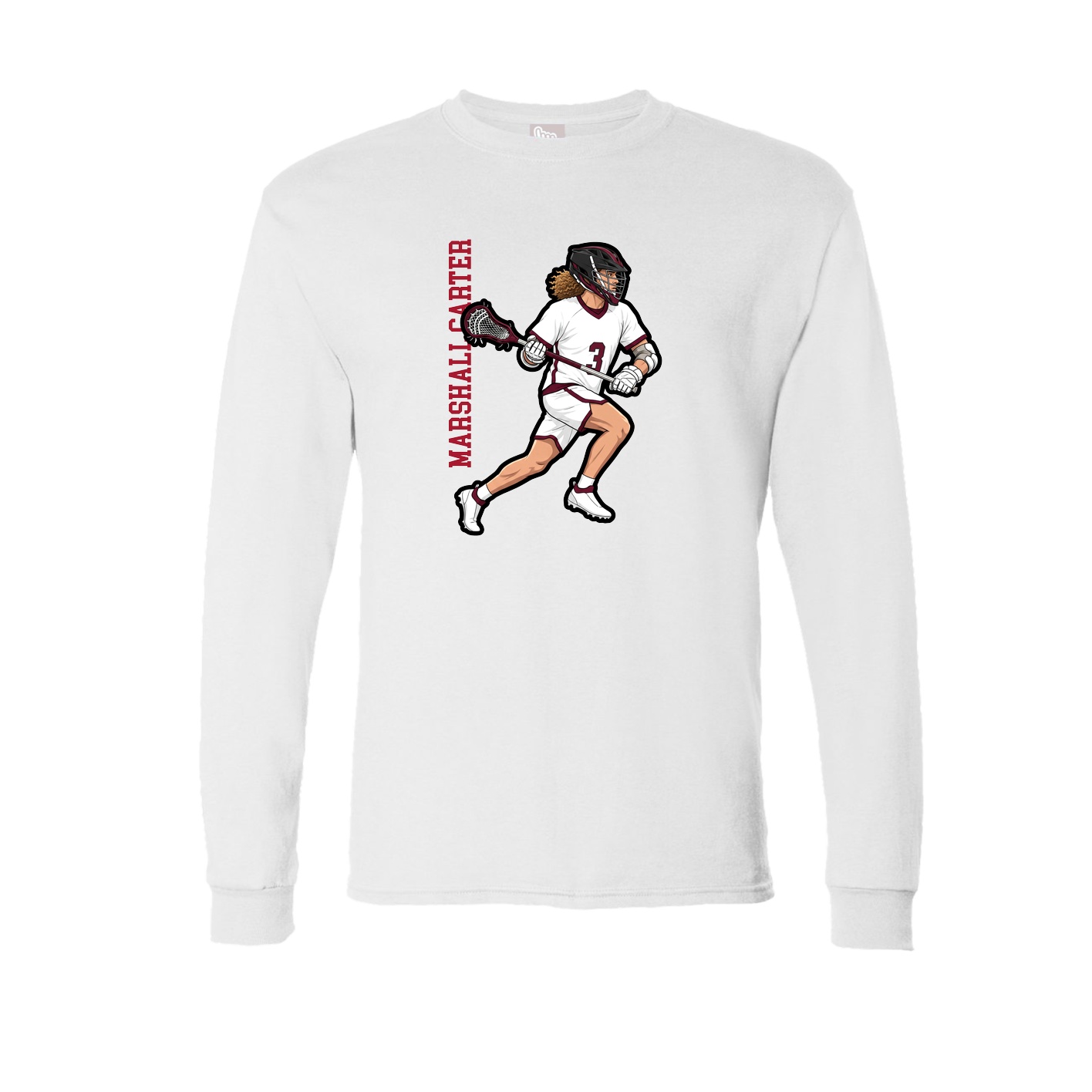 Long Sleeve Tee — Name Vertical in White