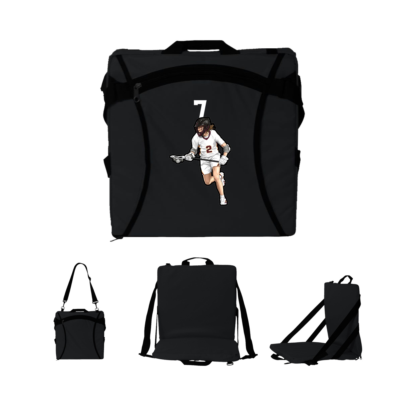 Folding Stadium Seat — Number Top in Black