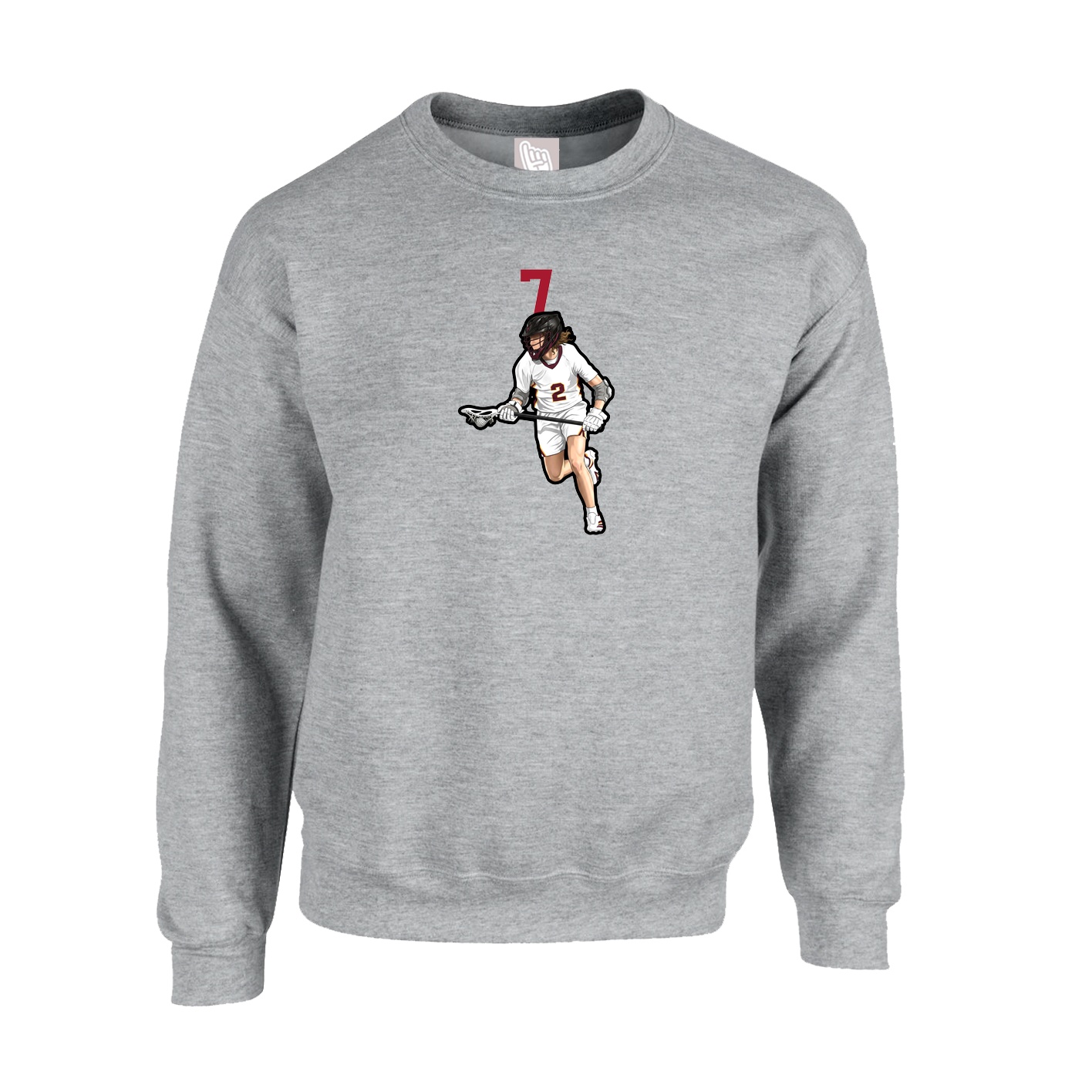 Fleece Crew — Number Top in Grey