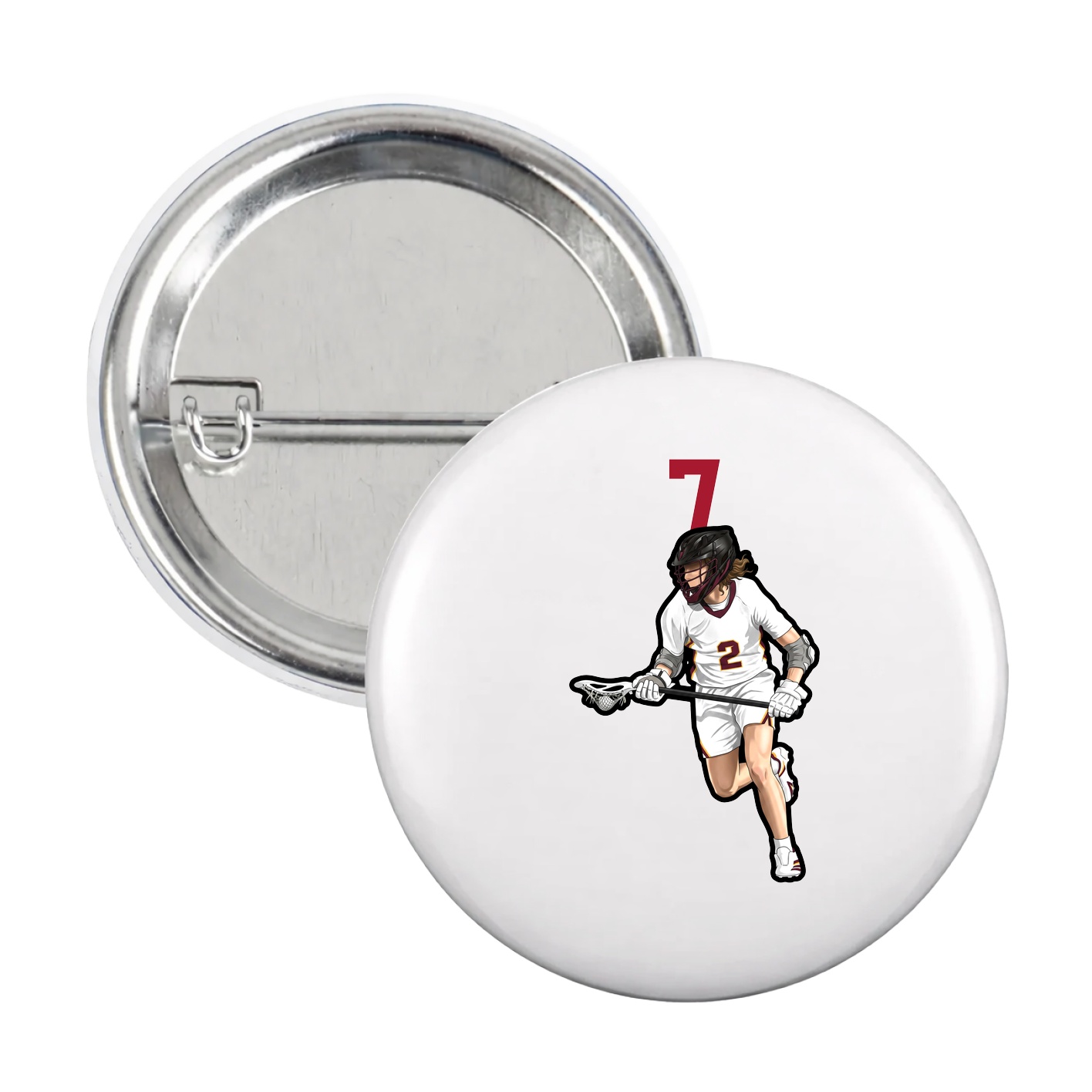 Game Day Button — Number Top in White
