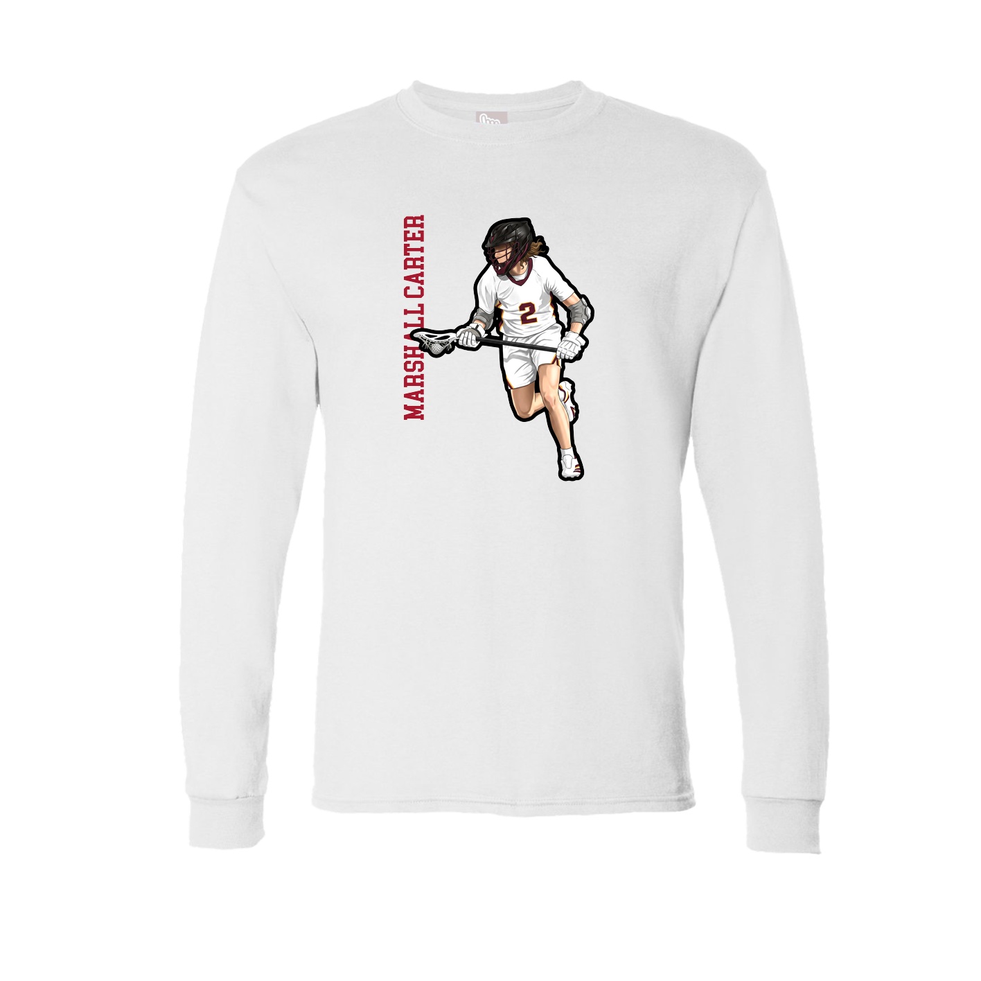 Long Sleeve Tee — Name Vertical in White
