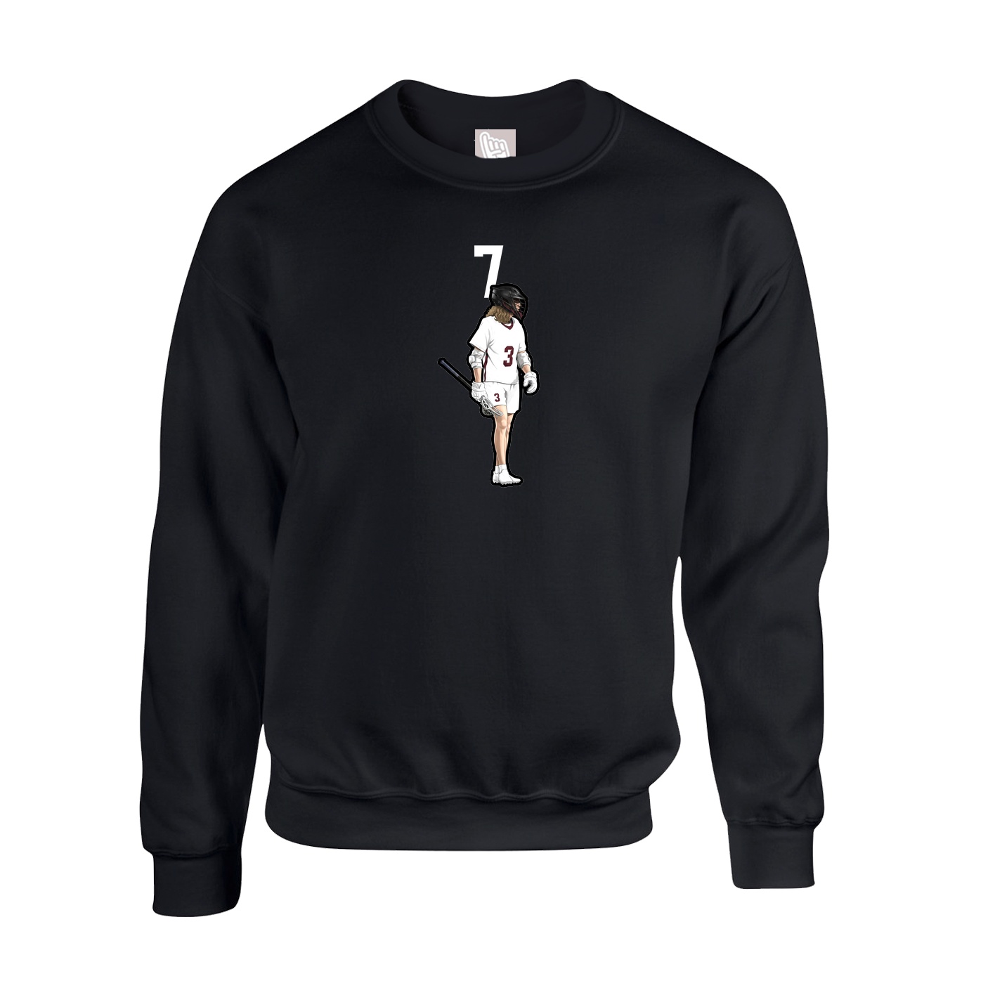 Fleece Crew — Number Top in Black