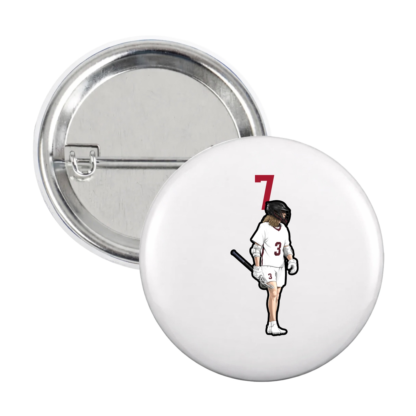 Game Day Button — Number Top in White