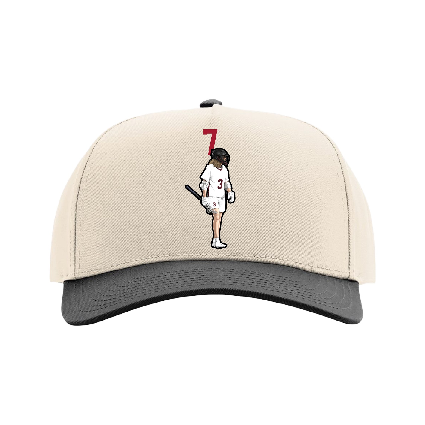 Full Fabric Five-Panel Champ Cap — Number Top in Cream/Black