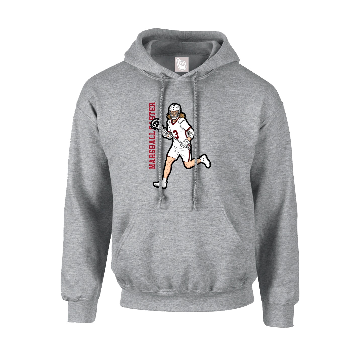 Youth Hoodie — Name Vertical in Grey