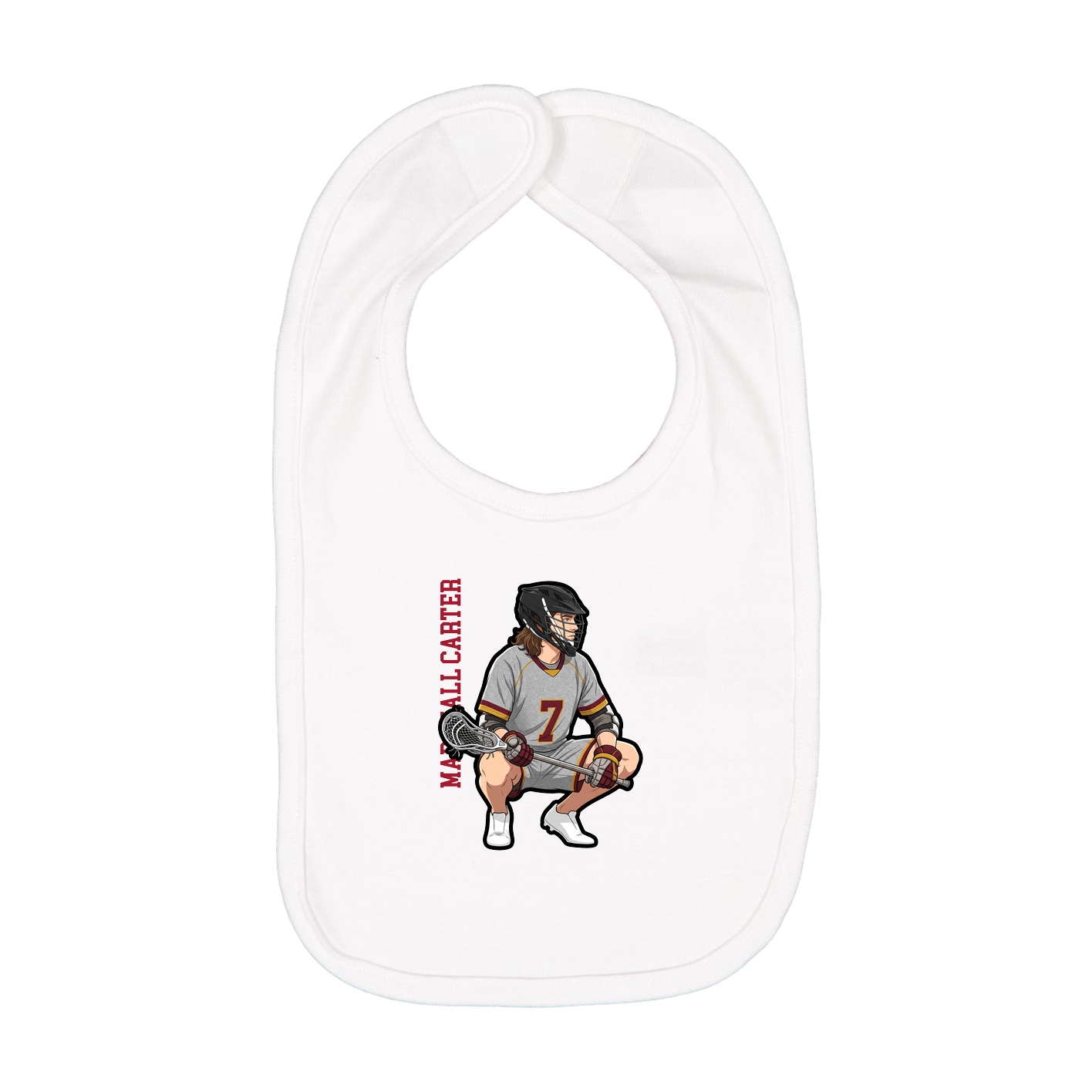 Infant Bib — Name Vertical in White