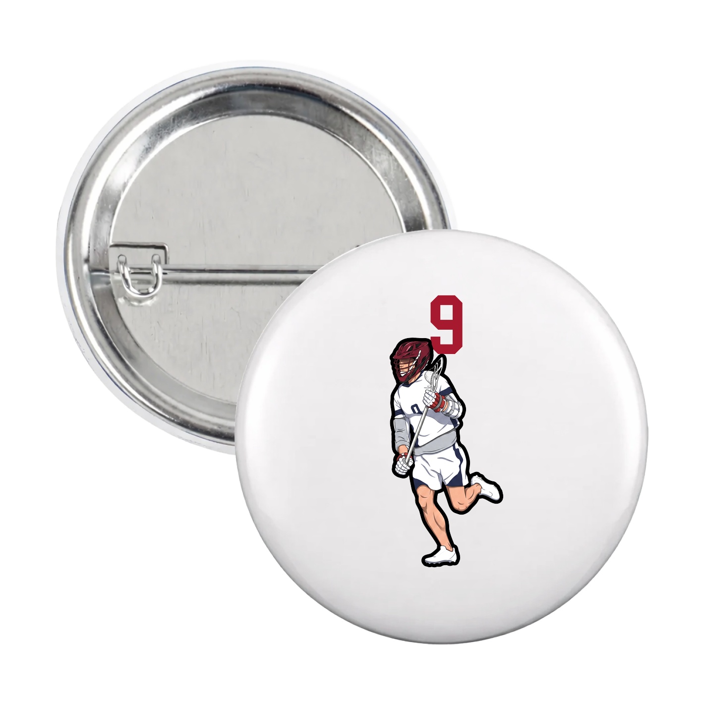 Game Day Button — Number Top in White