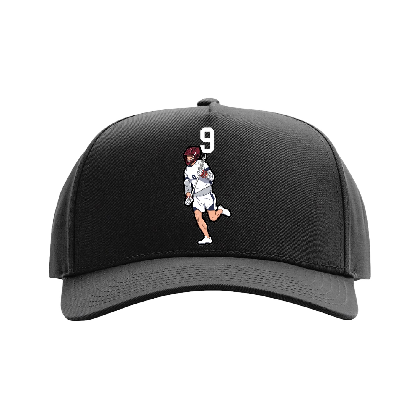 Full Fabric Five-Panel Champ Cap — Number Top in Black