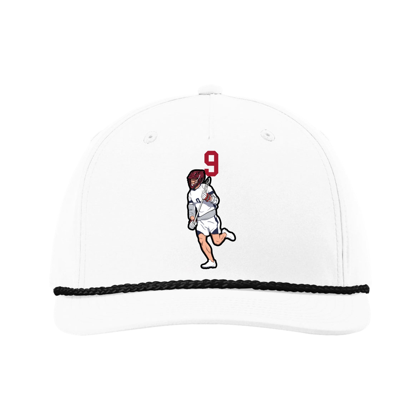 Five-Panel Classic Rope Cap — Number Top in White