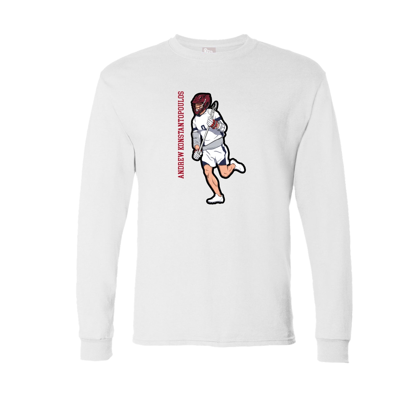 Long Sleeve Tee — Name Vertical in White