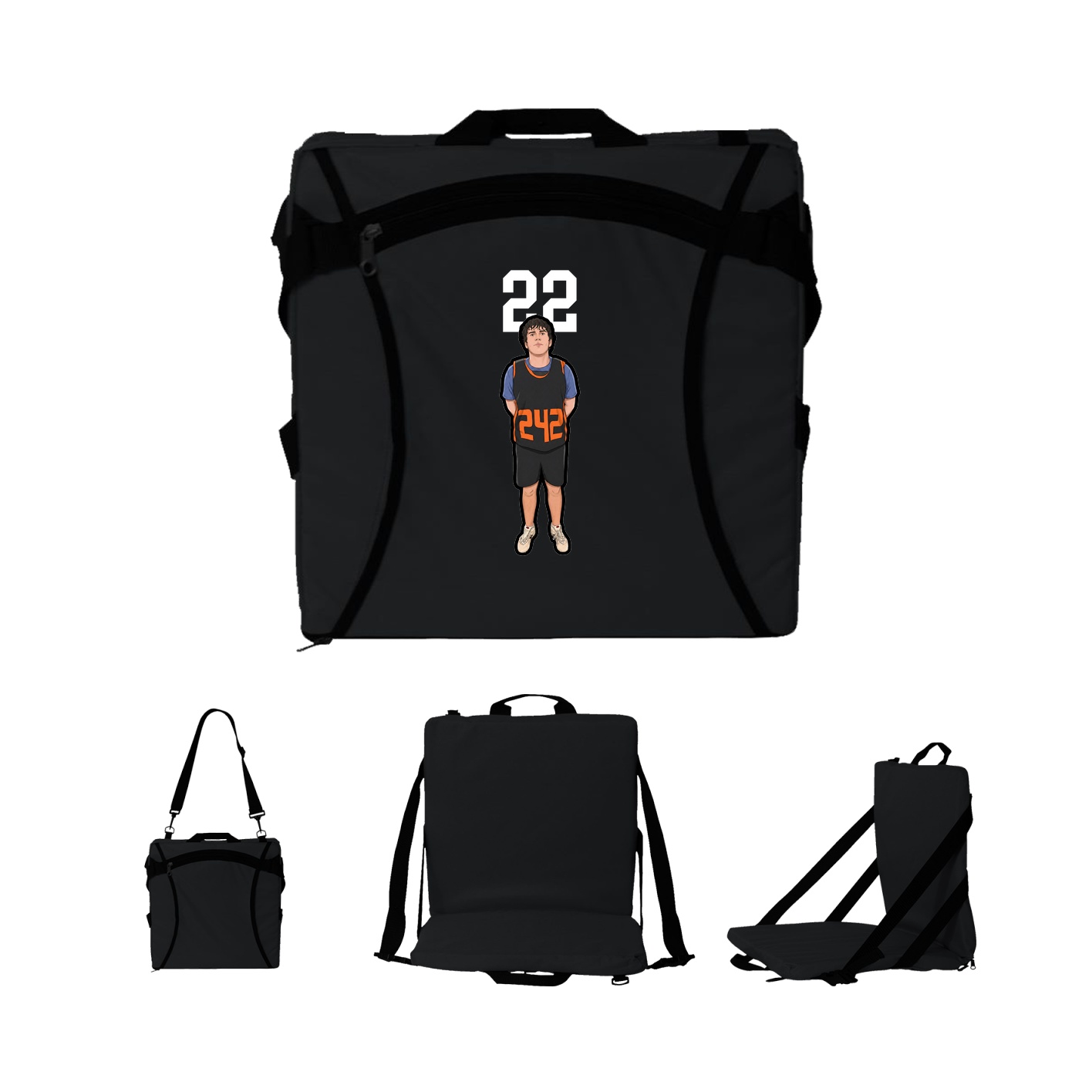 Folding Stadium Seat — Number Top in Black
