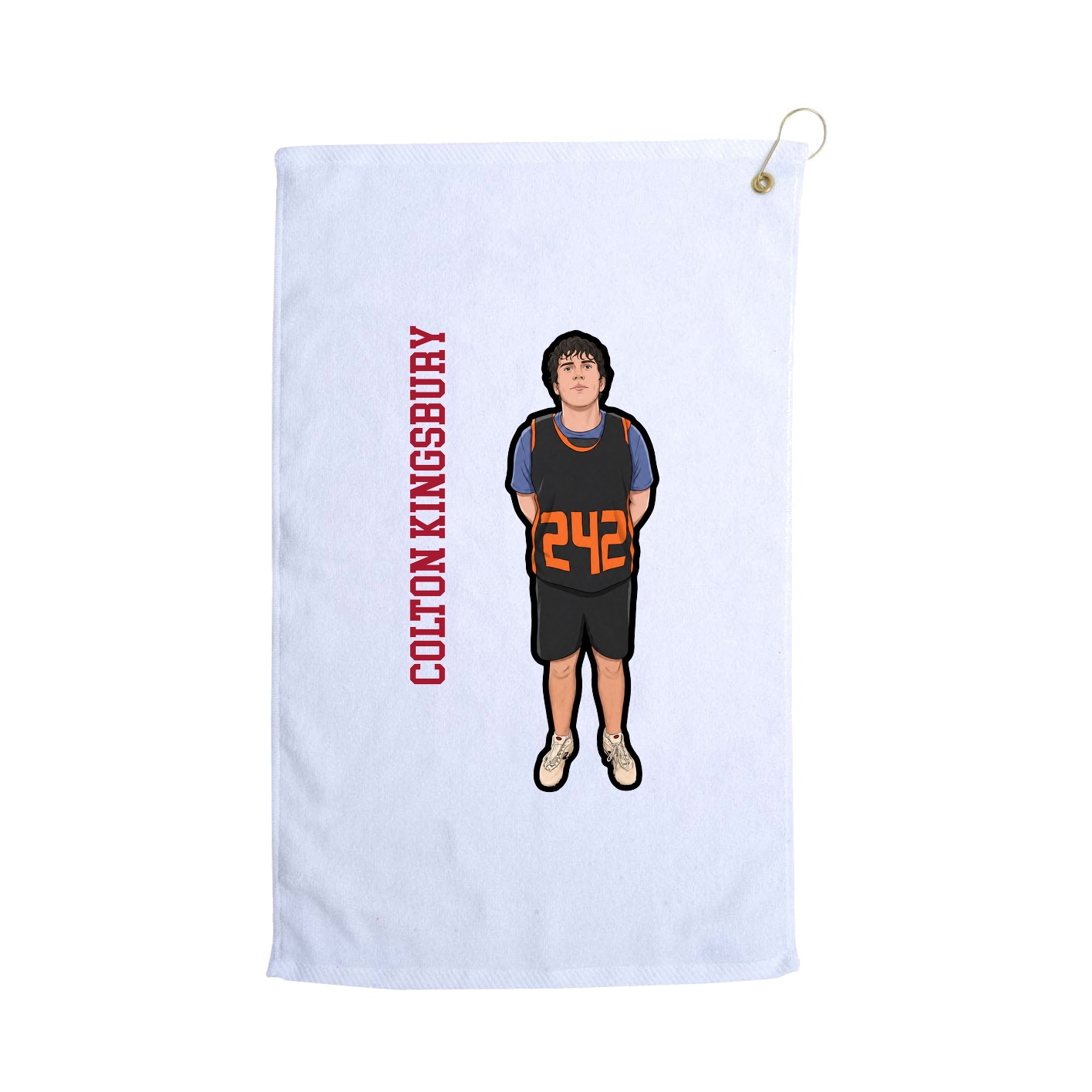 Golf Towel — Name Vertical in White