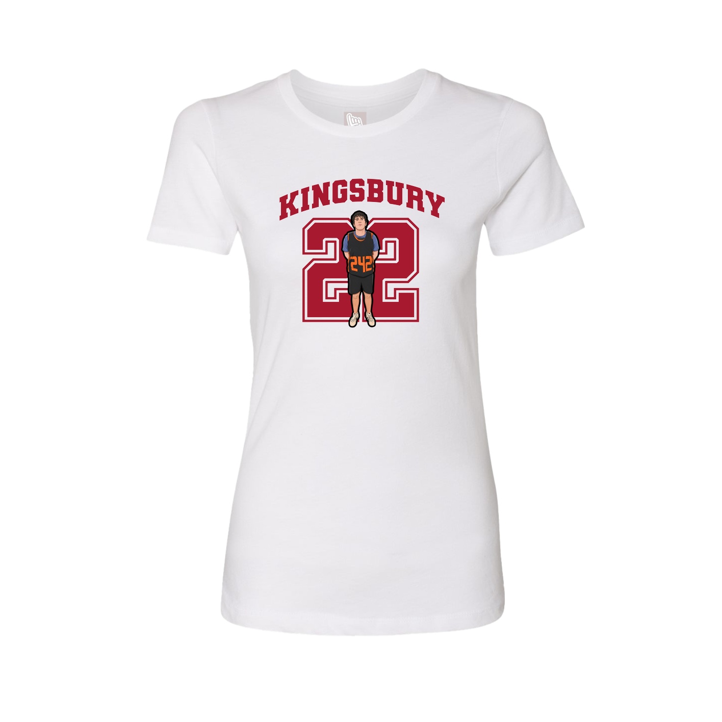 Fitted Women's Tee — Number in White