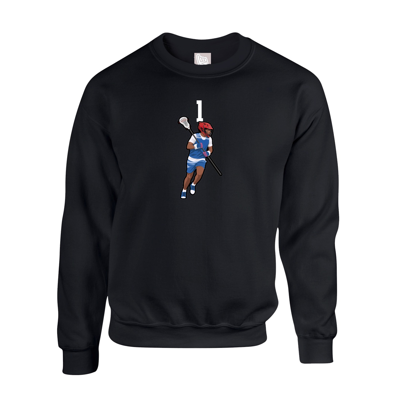 Fleece Crew — Number Top in Black