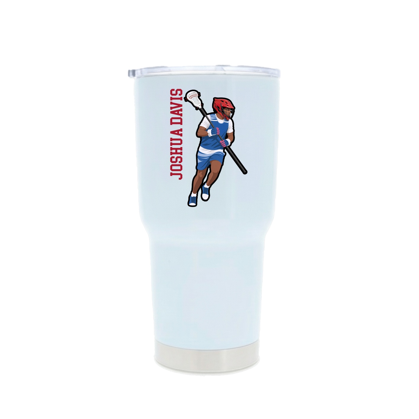 30oz Stainless Steel Tumbler — Name Vertical in White