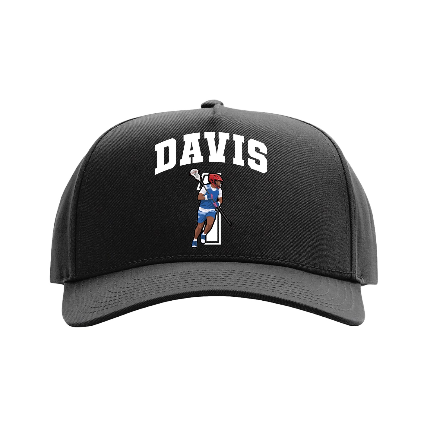 Full Fabric Five-Panel Champ Cap — Number in Black