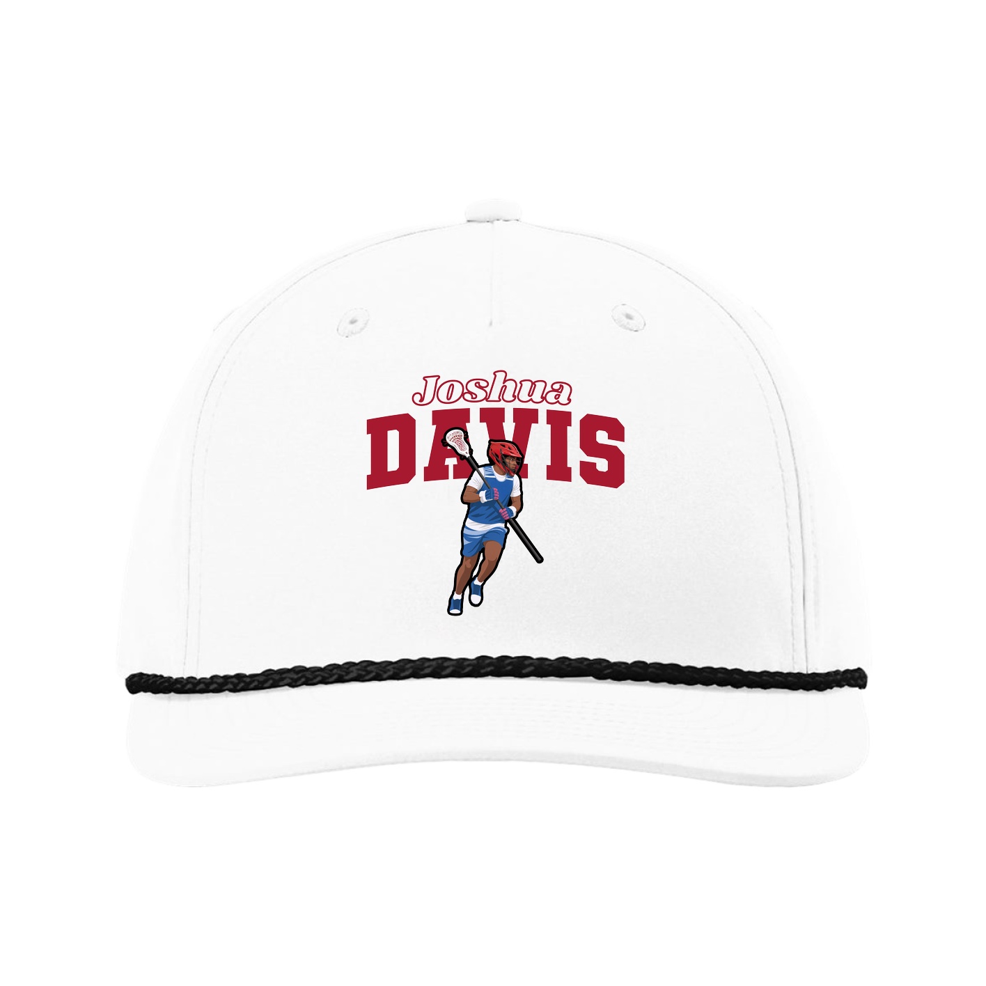 Five-Panel Classic Rope Cap — Name Arch in White