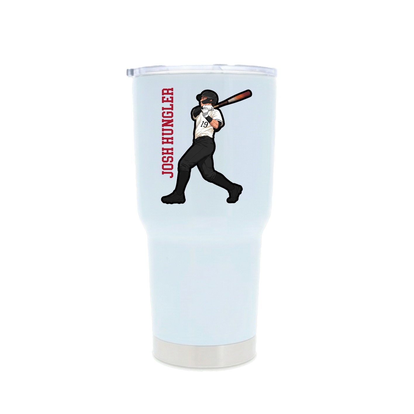 30oz Stainless Steel Tumbler — Name Vertical in White
